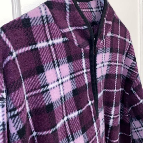 Crossroads Woman 1X Purple White Plaid Half Zip Up Sweater - Picture 13 of 13